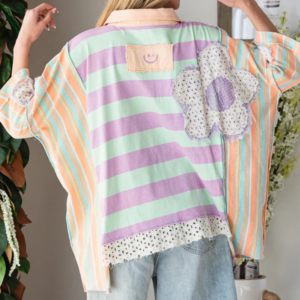 432 NWT Oli&Hali Flower Patchwork Top - Picture 3 of 4